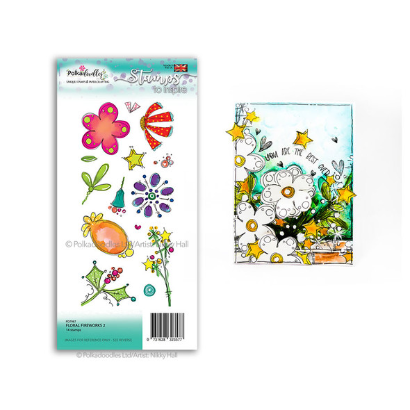 Floral Fireworks 2 - large clear Polymer stamp set