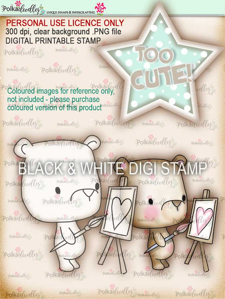 Too Cute Bear digital papercrafting download