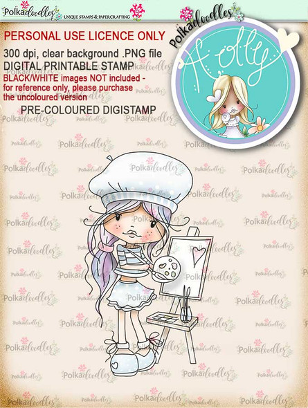 Holly painted love- "precoloured" digital papercrafting download