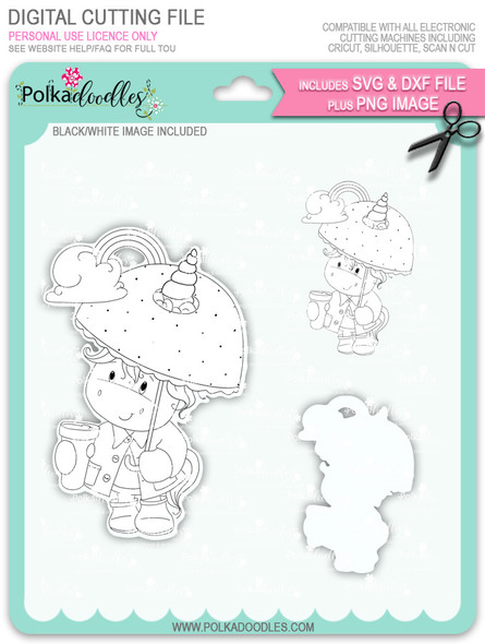 Believe in Rainbows - Sparkle Unicorn digi stamp download with Cutting File