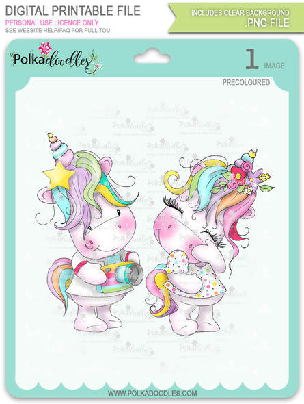 Camera Shy - Sparkle Unicorn COLOUR digi stamp download