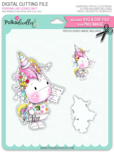 Coupon Day - Sparkle Unicorn COLOUR digi stamp download with Cutting File
