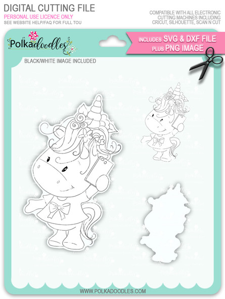 Hello - Sparkle Unicorn digi stamp download with Cutting File