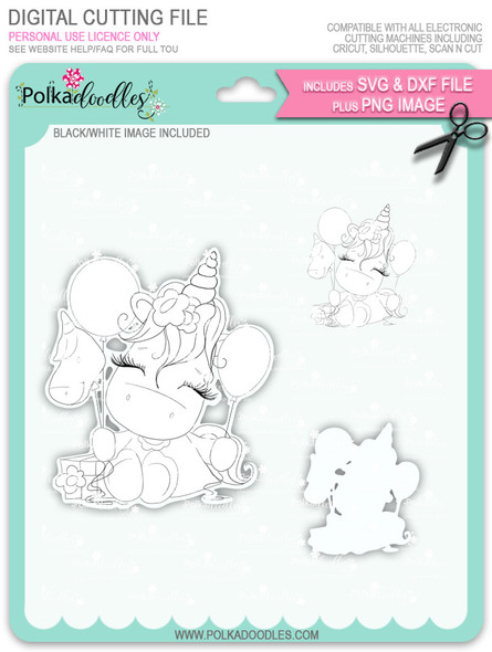 Special Time - Sparkle Unicorn digi stamp download with Cutting File