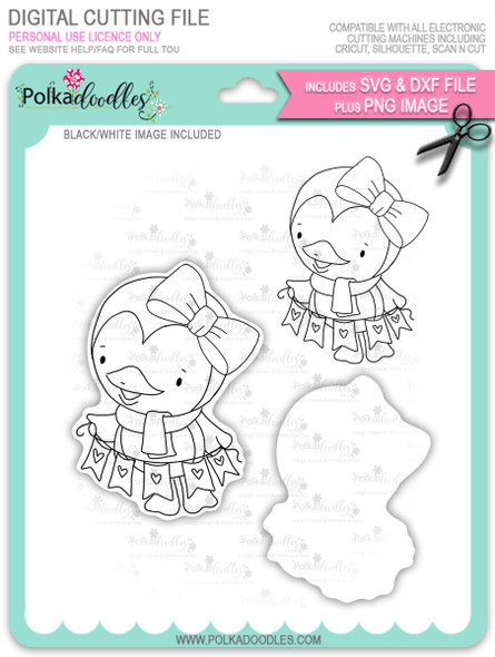 Wanda Penguin Hanging Bunting - digi stamp/with SVG/DXF Cutting File