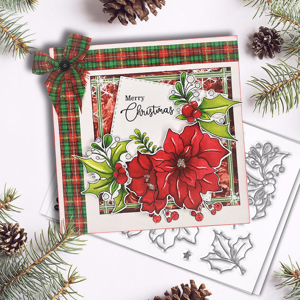 Merry Christmas Poinsettia Holiday stamp set (PD8093A)