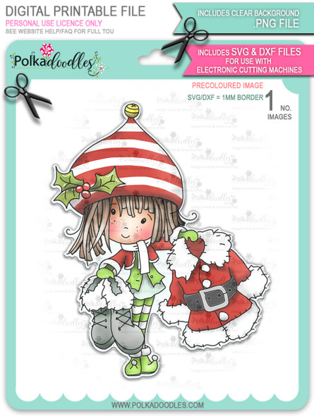 Santa's Suit - precoloured Winnie North Pole digital stamp download including SVG file