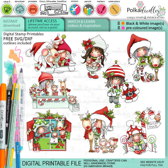 Winnie Christmas North Pole - Big Kahuna Bundle of digital stamp downloads including SVG file