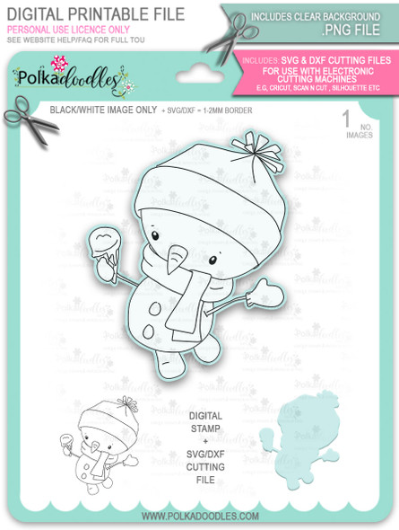 Ice Cream Snowman Too Cute digital stamp download including SVG file