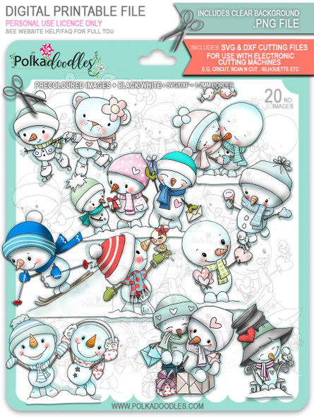 Frosty Winter Smiles Snowmen BIG KAHUNA BUNDLE - TOO Cute digital stamp download including SVG files