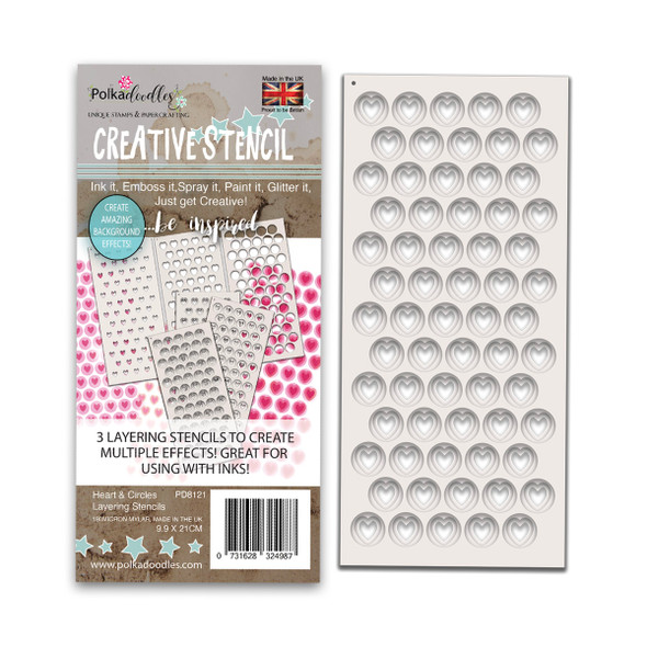 Hearts & Circles - 3 Layering Stencils Pack (PD8121)