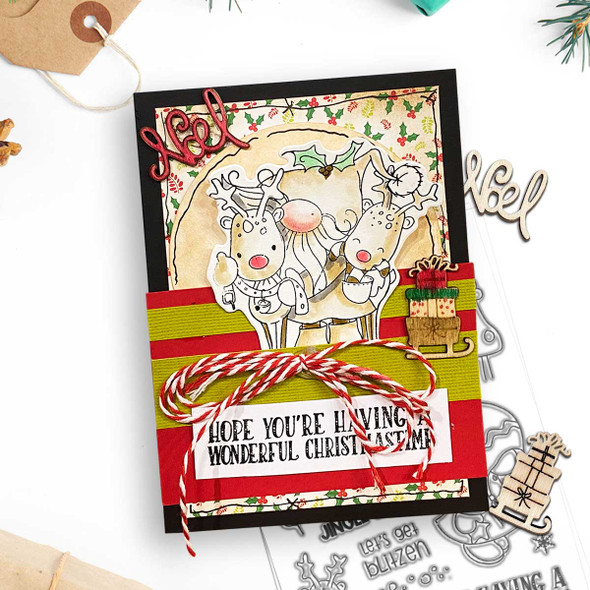 Gnome Lets Get Blitzen 4 x 6" Matchables Stamp set