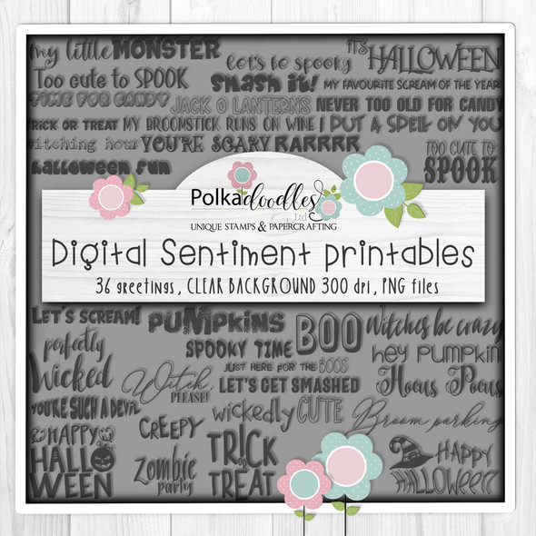 Boo Halloween Sentiment bundle - printable digital stamp downloads