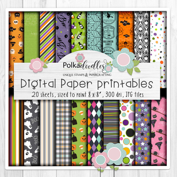 Boo Halloween printable background paper digital bundle