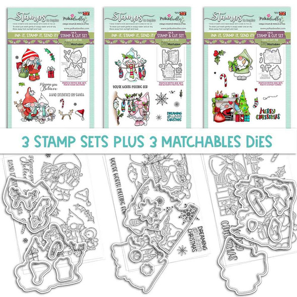 GNOME-AZING CHRISTMAS - 3 MATCHABLES SETS OF STAMPS & DIES, OPTION 3 (PD8171MB3 GNOME-AZING CHRISTMAS - 3 MATCHABLES SETS OF STAMPS & DIES, OPTION 3 (PD8171MB3