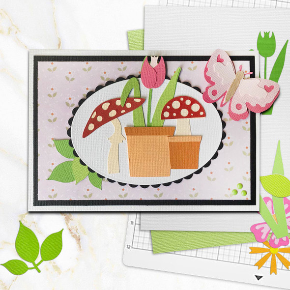 Spring is Here Print and Cut SVG/DXF Files for cardmaking and crafting