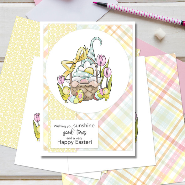 Easter Basket - Gnome cute printable clipart digital stamp, digistamp for cards, cardmaking, crafting and stickers