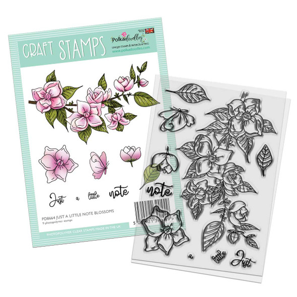 Just a Little Note Blossom Flower Stamp set 4 x 6" (PD8664)