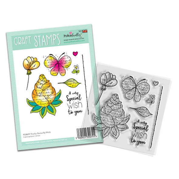Funky Butterfly Wish - Funky Flowers Clear Stamp set