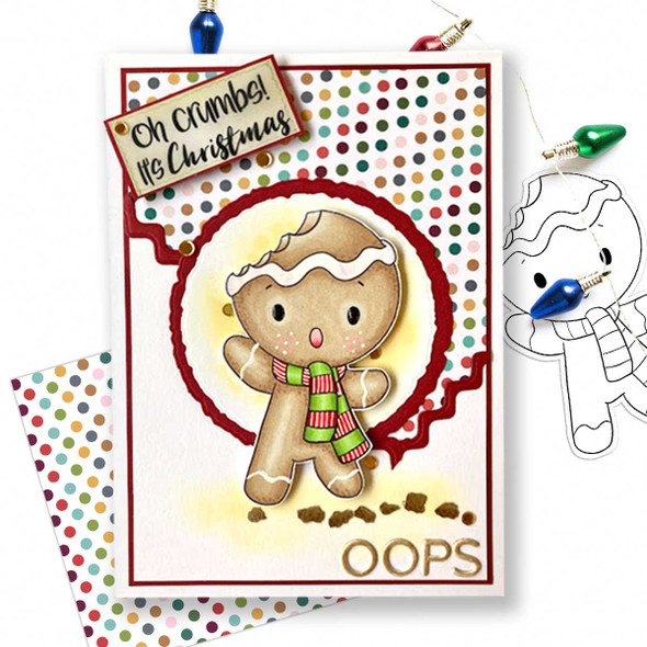 Oh crumbs - Gingerbread Holly digital stamp - (COLOUR) printable clipart  for cardmaking, craft, scrapbooking & stickers