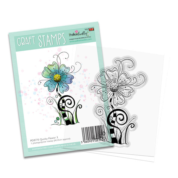 Quirky Flower clear craft card making stamp 3