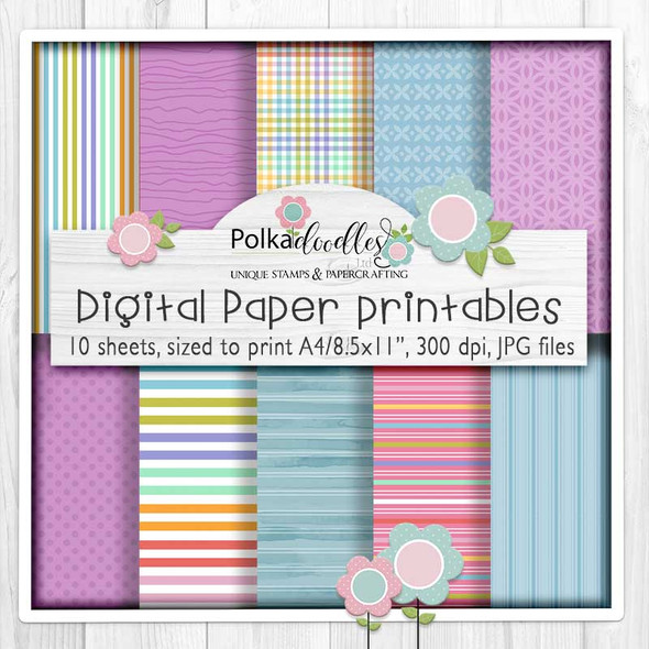 Paper Patterns 2 - Winnie Daisy Fairy printable digital stamps clipart card making crafts scrapbooking sticker with SVG print and cut outline