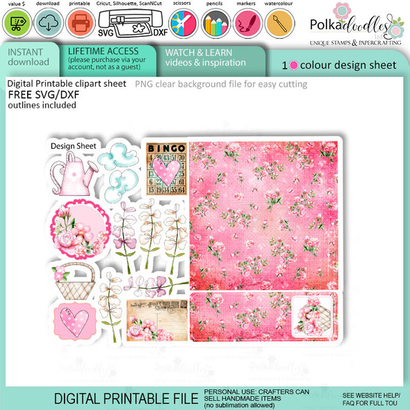 Helga Hippo Quick & easy design sheet template 12. Cute Print and Cut SVG Files for Cricut Silhouette Scan and Cut machines – for handmade cards, cardmaking, crafts