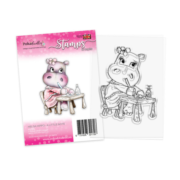 Study work note writing mail letter Helga Hippo cute clear craft card making stamp for colouring, handmade cards and crafts, scrapbooking