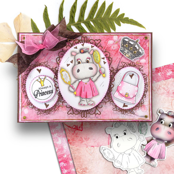 Beauty pamper hair Helga Hippo cute clear craft card making stamp for colouring, handmade cards and crafts, scrapbooking