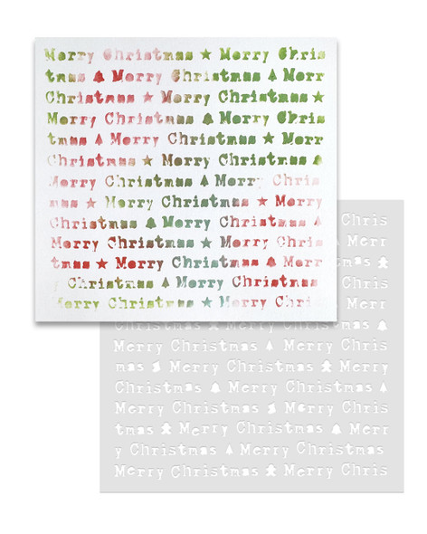 Merry Christmas Type 6 x 6" Emboss-ink Stencil - card making, crafts, scrapbooking