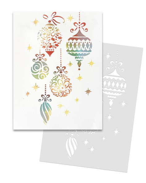 Beautiful Baubles A5/6 x 8" Emboss-ink Stencil - card making, crafts, scrapbooking.