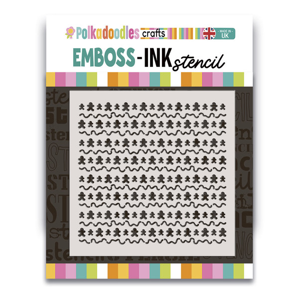 Cute Gingerbread 6 x 6" Emboss-ink Stencil - card making, crafts, scrapbooking