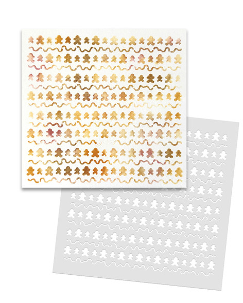 Cute Gingerbread 6 x 6" Emboss-ink Stencil - card making, crafts, scrapbooking