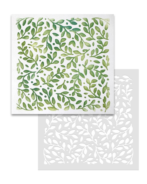 Pretty Berry background 6 x 6" Emboss-ink Stencil - card making, crafts, scrapbooking.