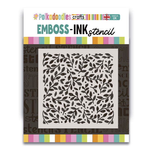Pretty Berry background 6 x 6" Emboss-ink Stencil - card making, crafts, scrapbooking.