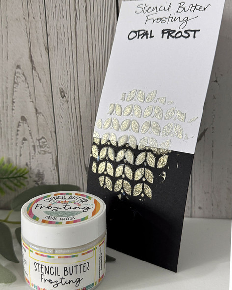 Stencil Butter Frosting texture paste. Opal Frost - for mixed media, card making, crafts, scrapbooking.