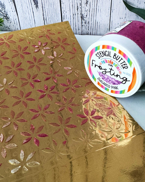 Stencil Butter Frosting texture paste. Sugared Pink - card making, crafts, scrapbooking.