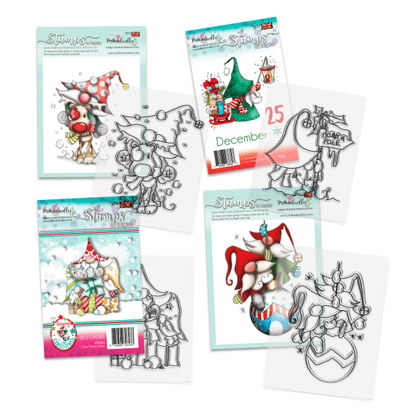 Gnome Fun 4 clear stamps bundle - for card making, crafts, scrapbooking