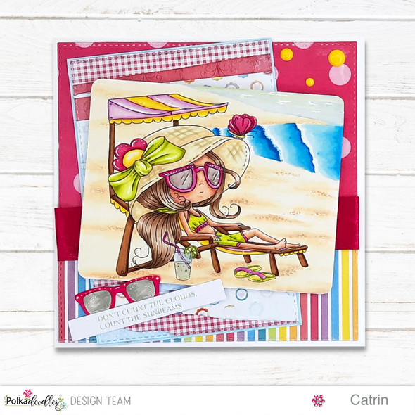 Relax swim- cute Winnie girl character Clear craft card making scrapbook Stamp
