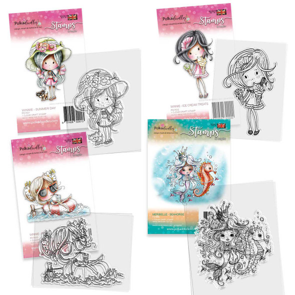 Ice Cream treats cute Winnie Clear Stamp bundle - craft, card making, scrapbooking