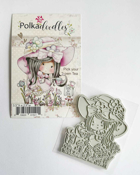 Pick Your Own Tea - Winnie Time for Tea cute Rubber Stamp -  craft, card making, colouring, scrapbooking