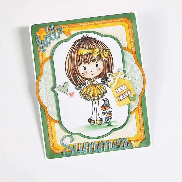 Butterfly Winnie cute Rubber Stamp -  craft, card making, colouring, scrapbooking