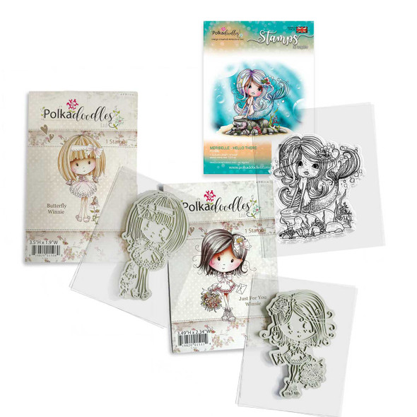 Winnie Butterfly bundle -  cute Rubber Stamps -  craft, card making, colouring, scrapbooking