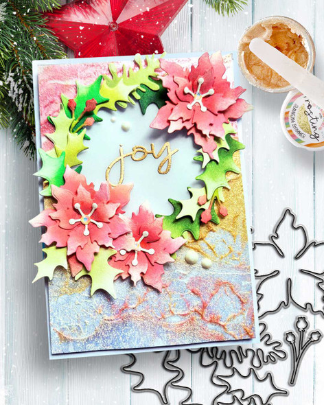 Poinsettia & Holly Flower Craft Cutting Die Set – Card Making & Scrapbooking.