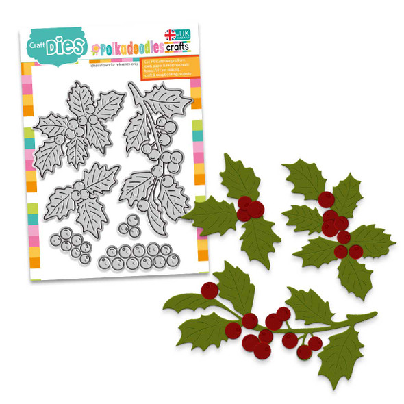 Holly & Berry Craft Cutting Die Set – Card Making & Scrapbooking.