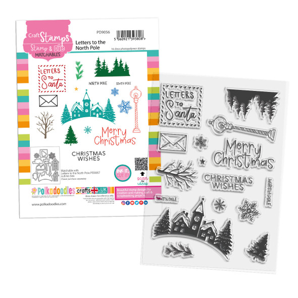 Letters to the North Pole A6/4 x 6" Clear Stamp Set – Christmas Card Making & Scrapbooking.