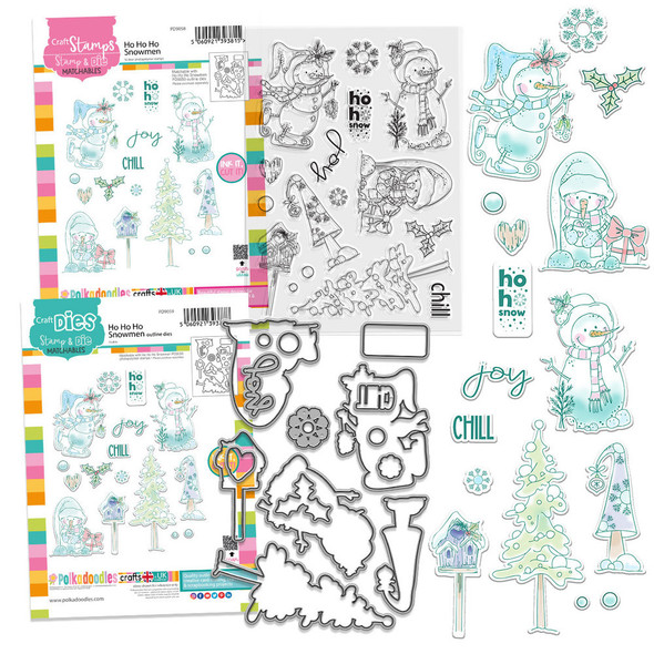 Ho Ho Ho Snowmen Stamp & Die Bundle – Christmas Holiday Card Making.