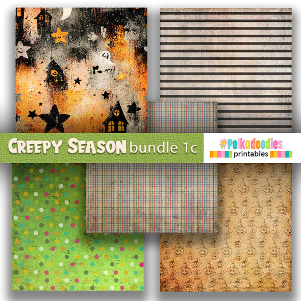 Creepy Autumn Halloween papers 1c - digital printable papers Halloween Fall - Card Making, Scrapbooking, Junk Journal, svg, stickers