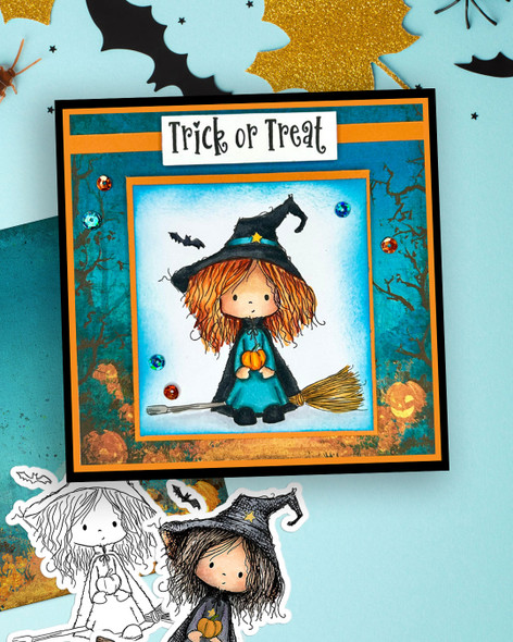 Witch with Broomstick cute craft digital stamp Halloween Fall Autumn Witches with Broomsticks - Card Making, Scrapbooking, Junk Journal, svg, stickers.
