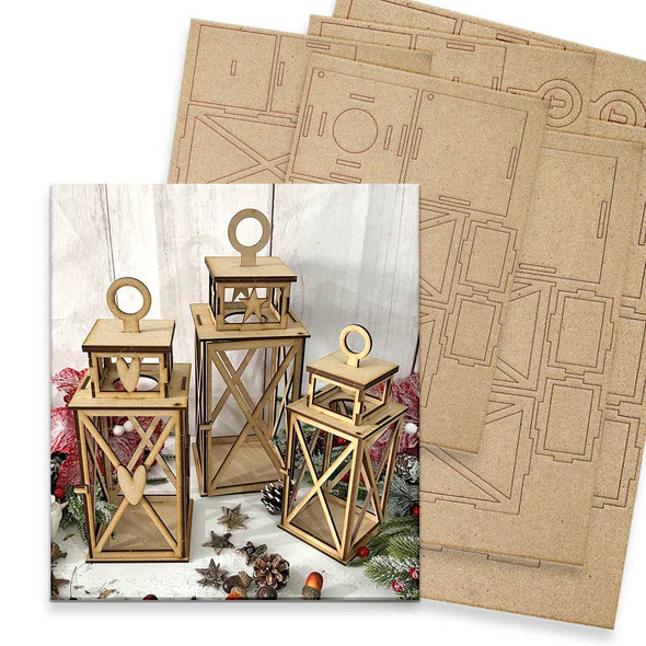 Lantern Trio MDF wood blank Craft Kit – Christmas Holiday Home Décor crafts.